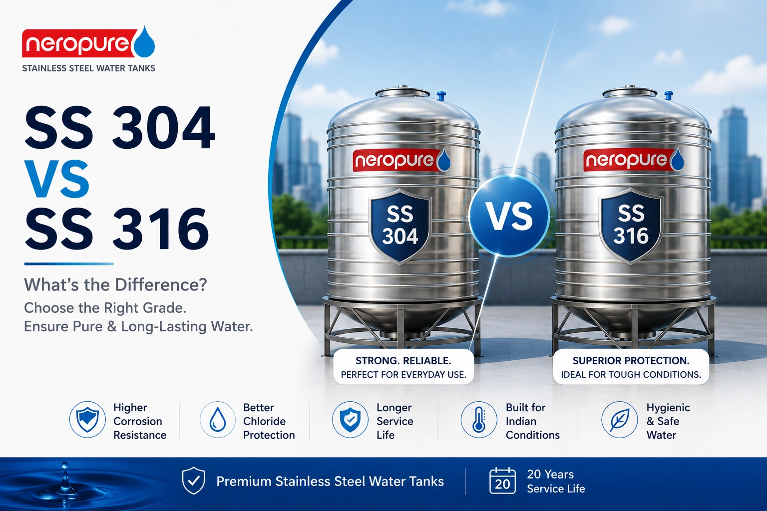 SS 304 vs SS 316 water tank comparison