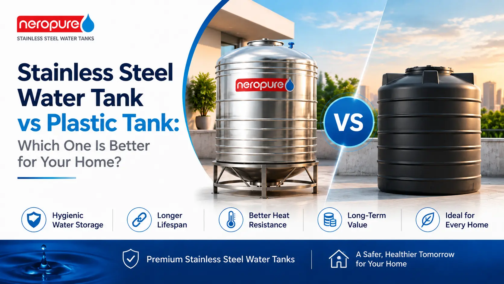 Stainless steel water tank vs plastic tank for home comparison